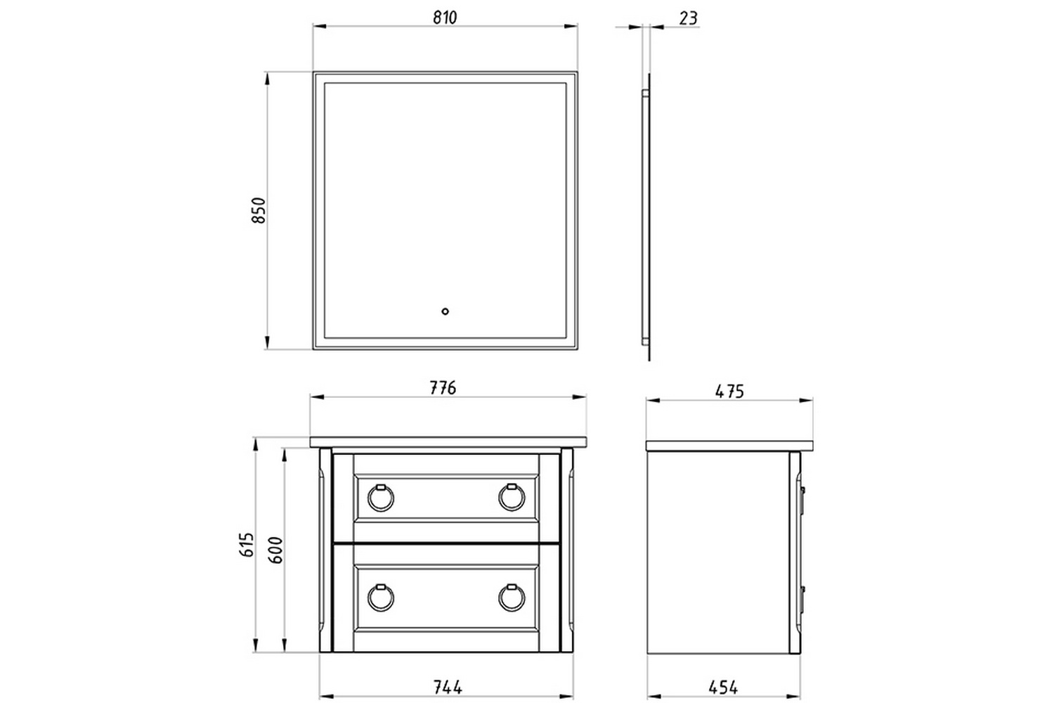 Подстолье Рома 100П подвесное 2 ящика под умывальник Эйфория 100