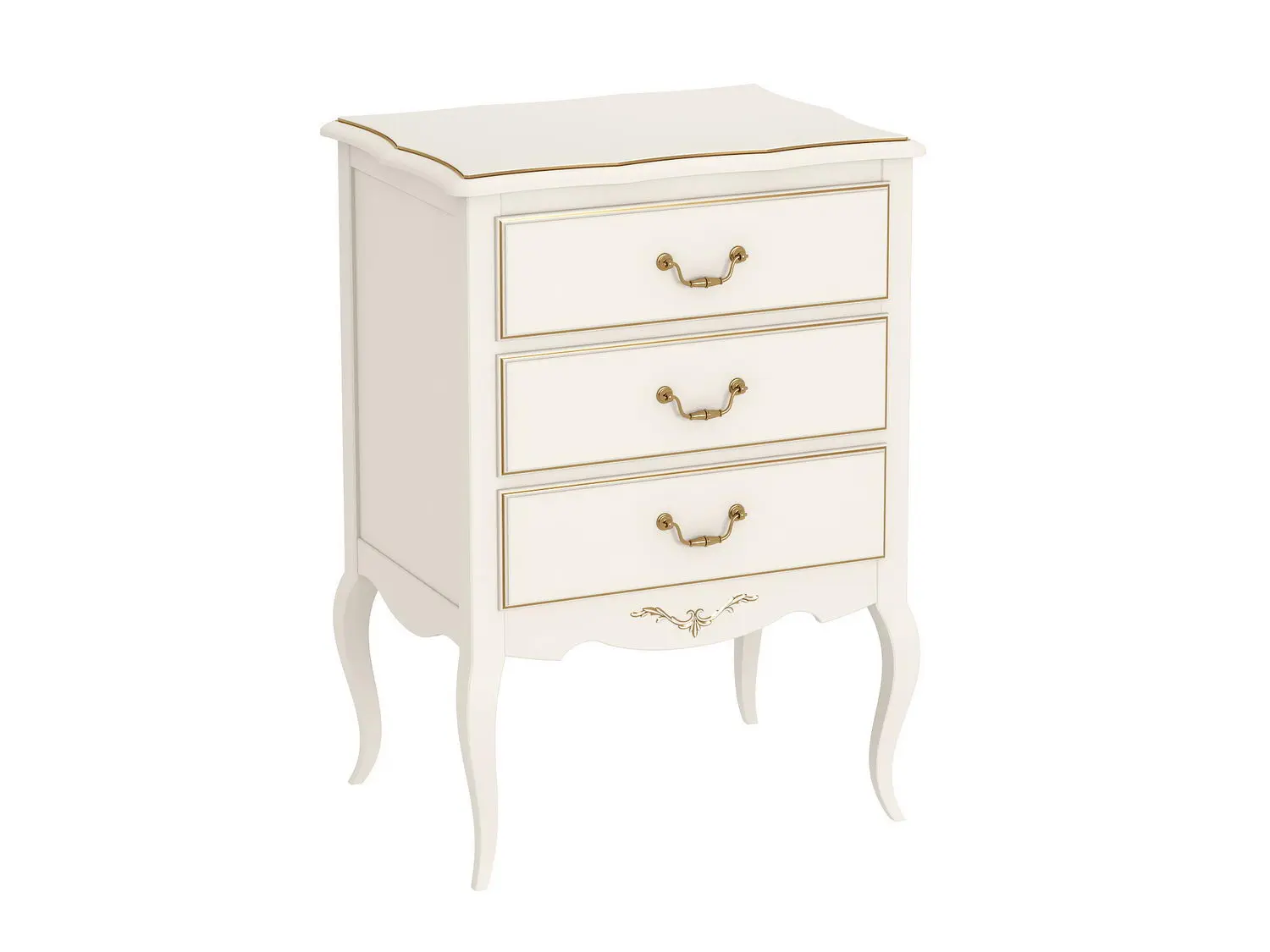 Комод белый узкий Авиньон с 3 ящиками