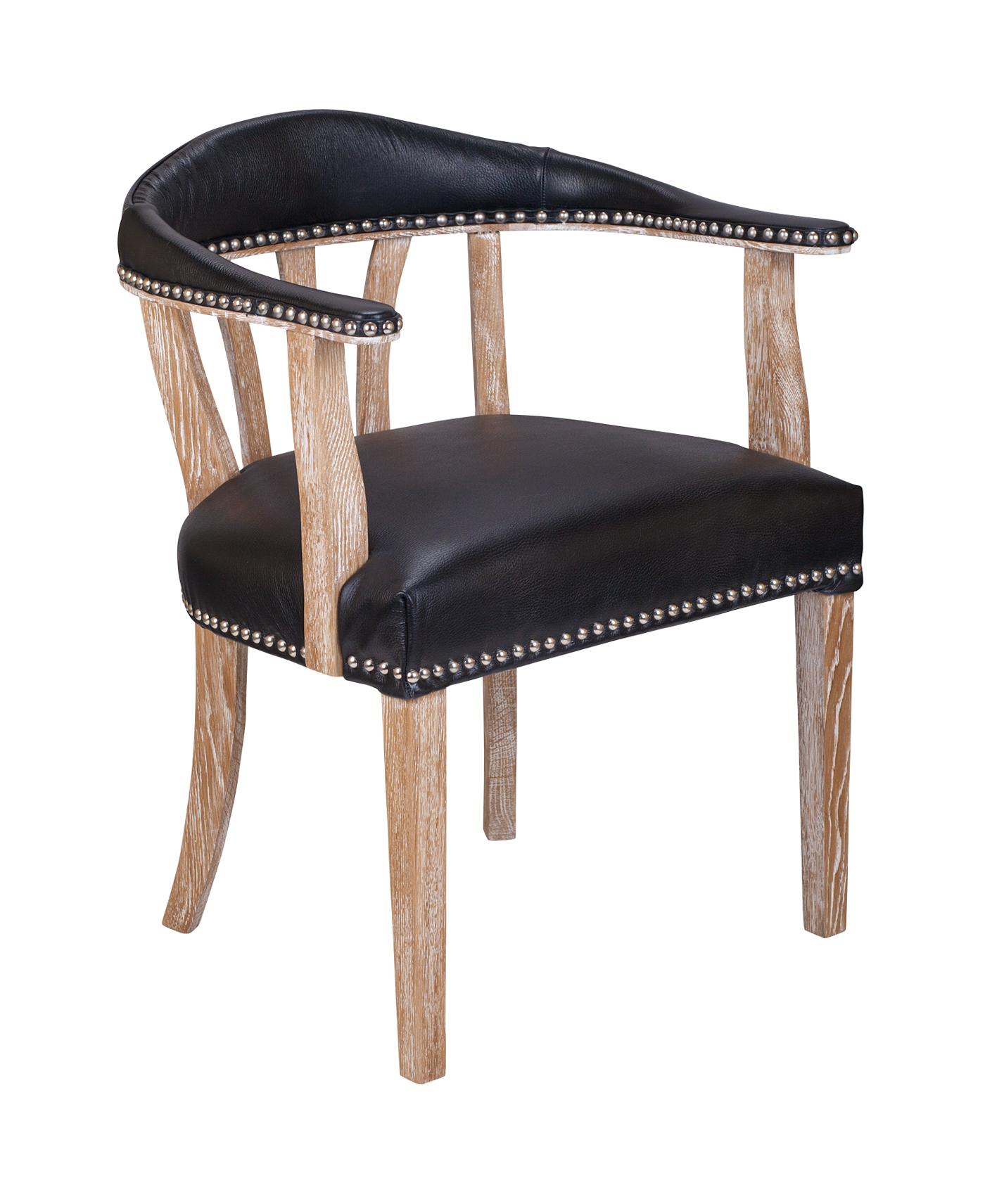 Мягкий стул с подлокотниками Tanner Black Leather