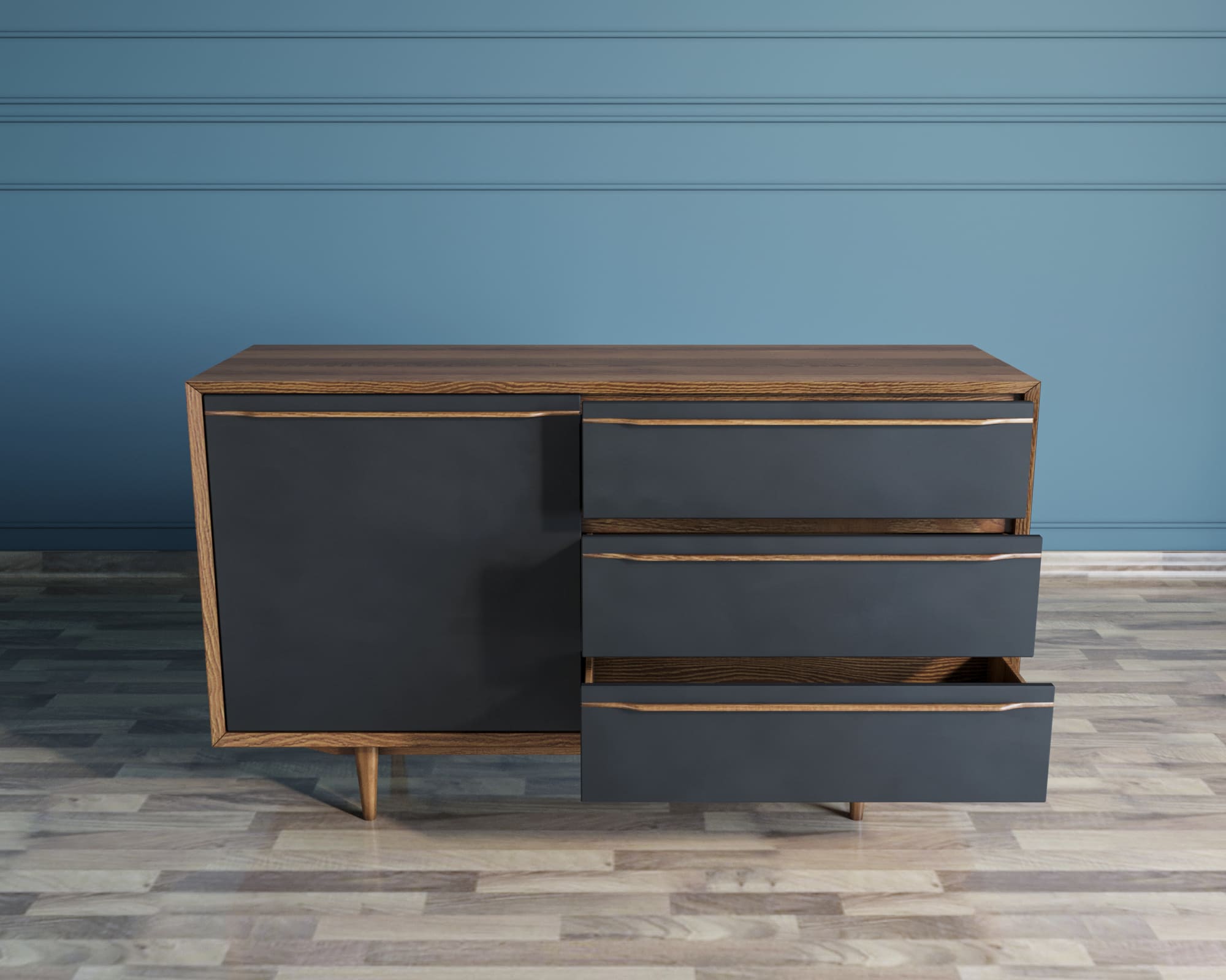 Комод "Brun Blacki" с ящиками и дверкой