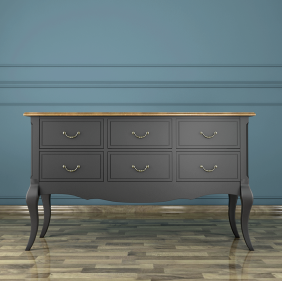 Консоль деревянная "Leontina Black" 6 ящиков