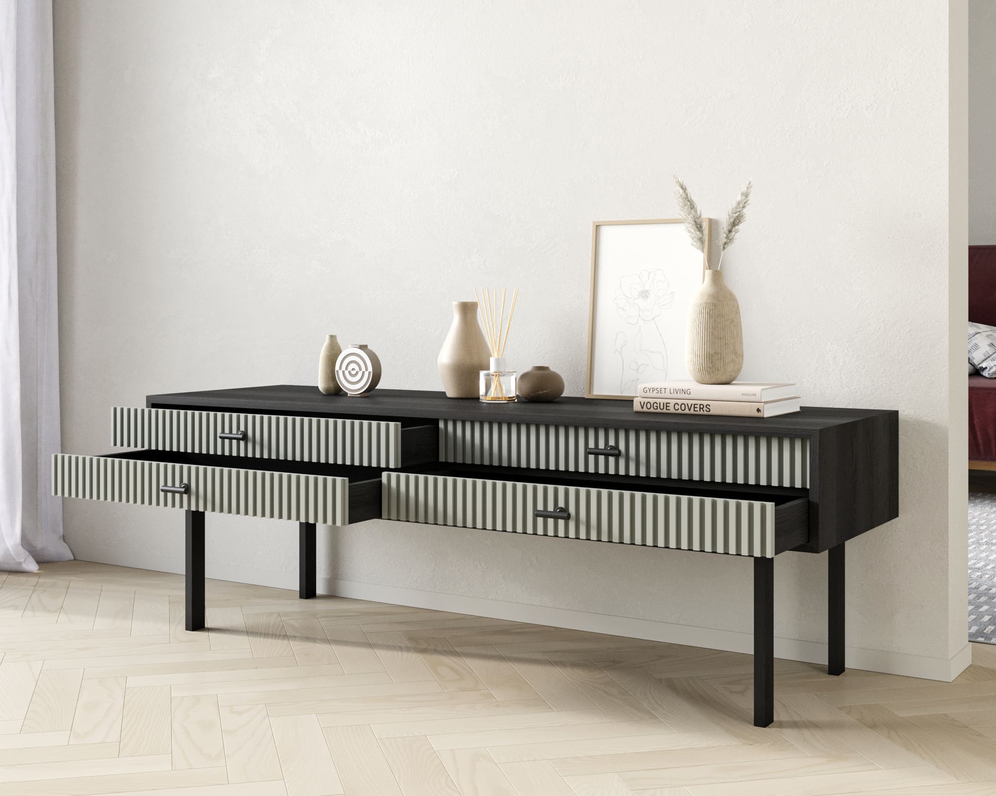 Консоль с двумя ящиками "Emerson" арт EM23/gray/L