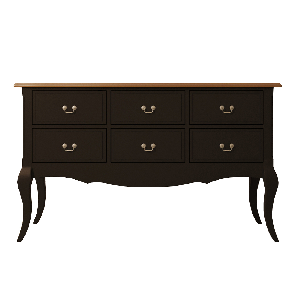 Консоль деревянная "Leontina Black" 6 ящиков