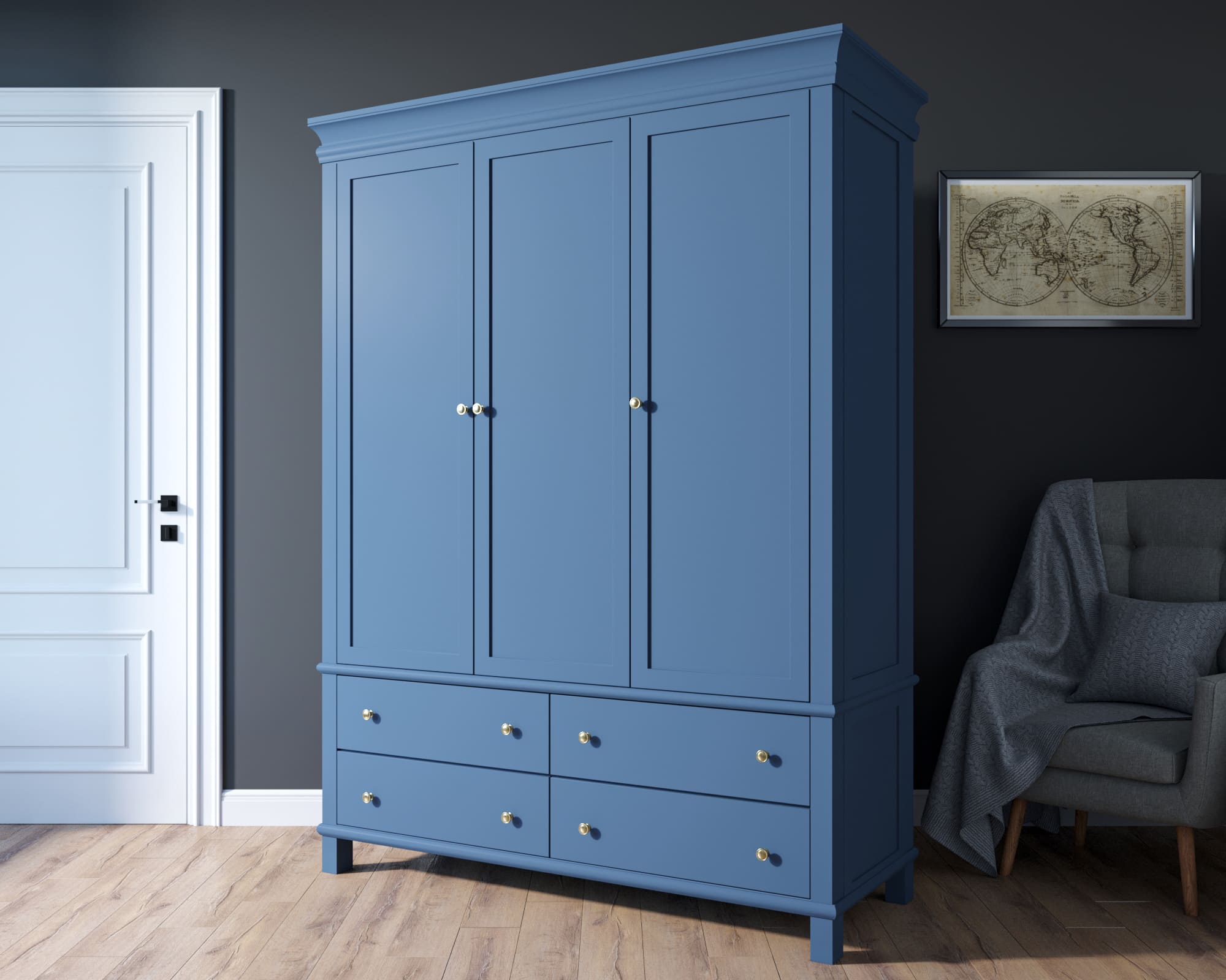 Шкаф 4 ящика трёхстворчатый в стиле Кантри "Jules Verne"