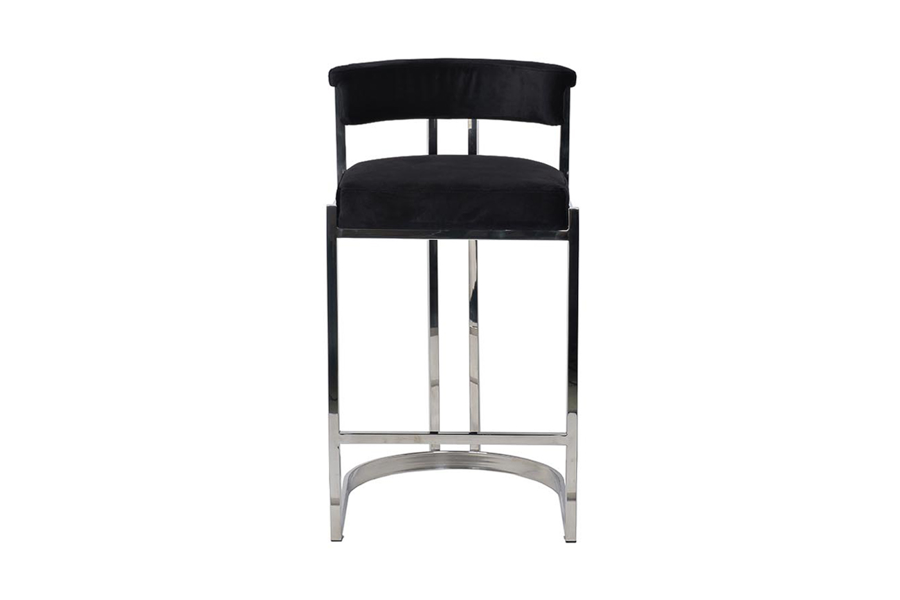 GY-B8216-BL Стул барный, велюр черный/хром