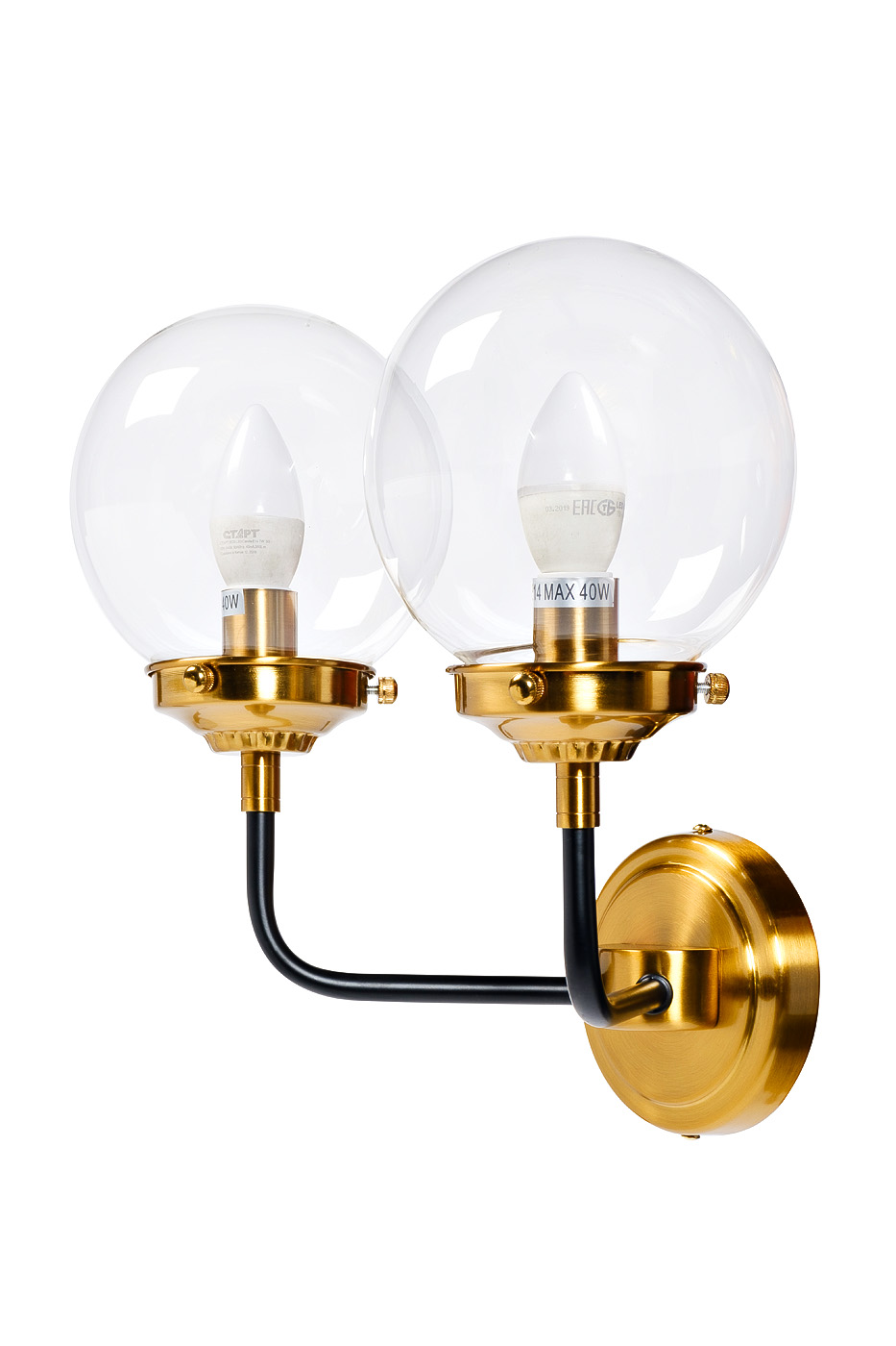 K2KG0521W-2 Бра Simple M латунь, стекло прозрачное