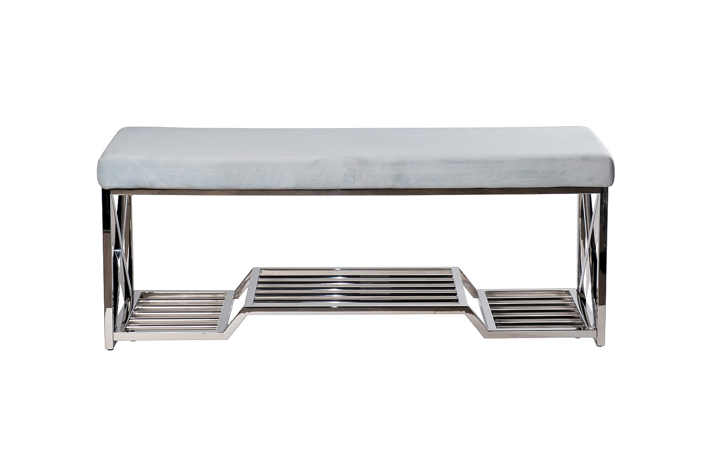 47ED-010BAN-GLB Банкетка голубой велюр/ хром