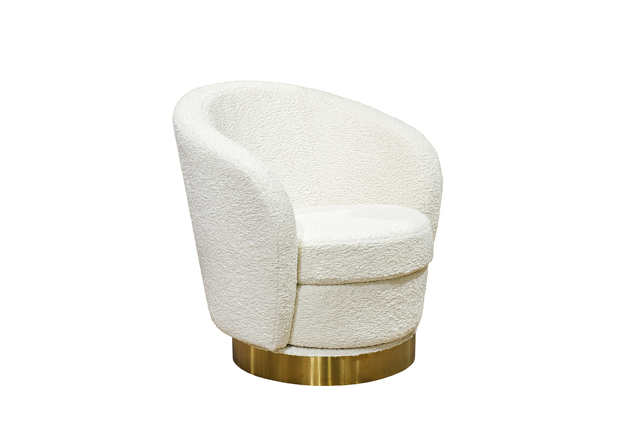 Кресло Napoli вращающееся, иск. мех, кремовое Sheepskin