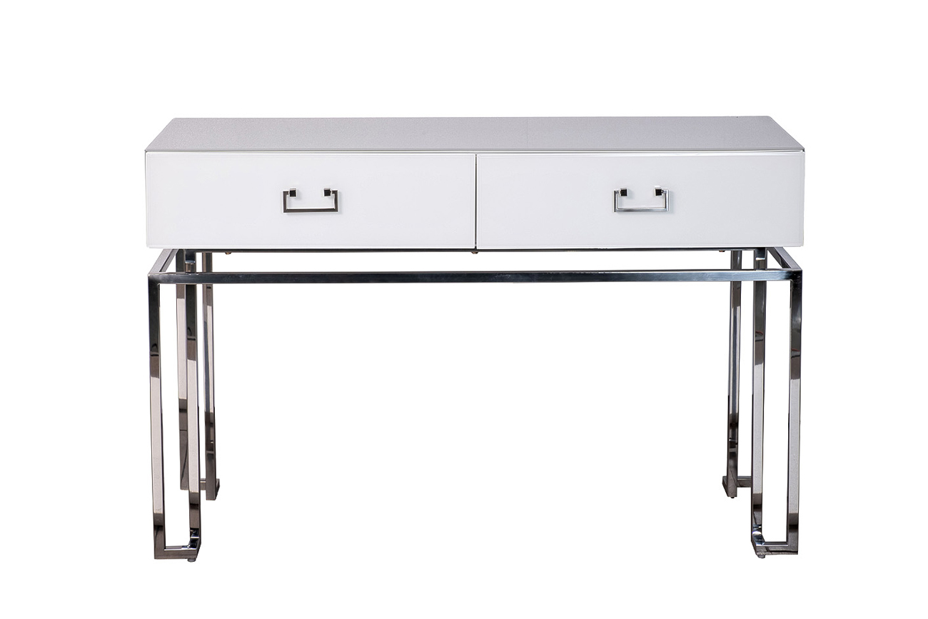KFG070-NI Консоль, 2 ящика, белая/ хром