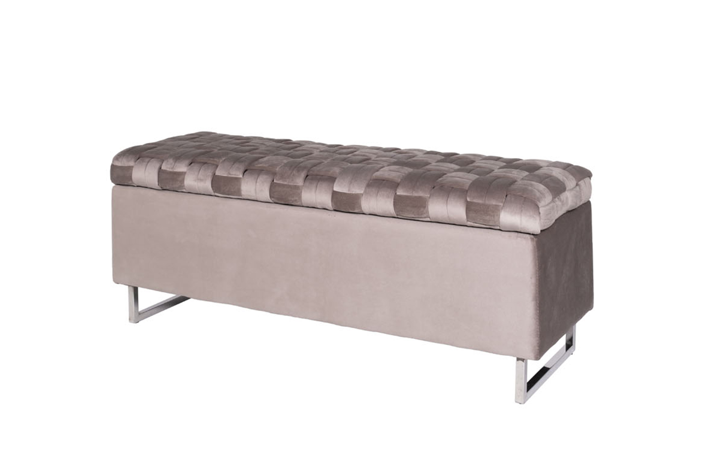N-BANK-195-S BEG Банкетка велюр серо-бежевый для хранения