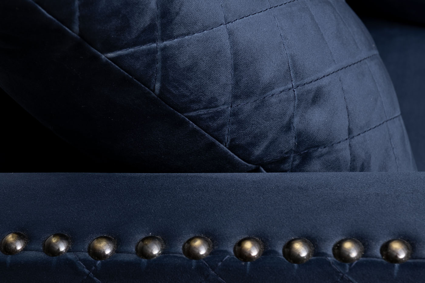 Диван Sorrento 220 трехместный, велюр тёмно-синий Colt034