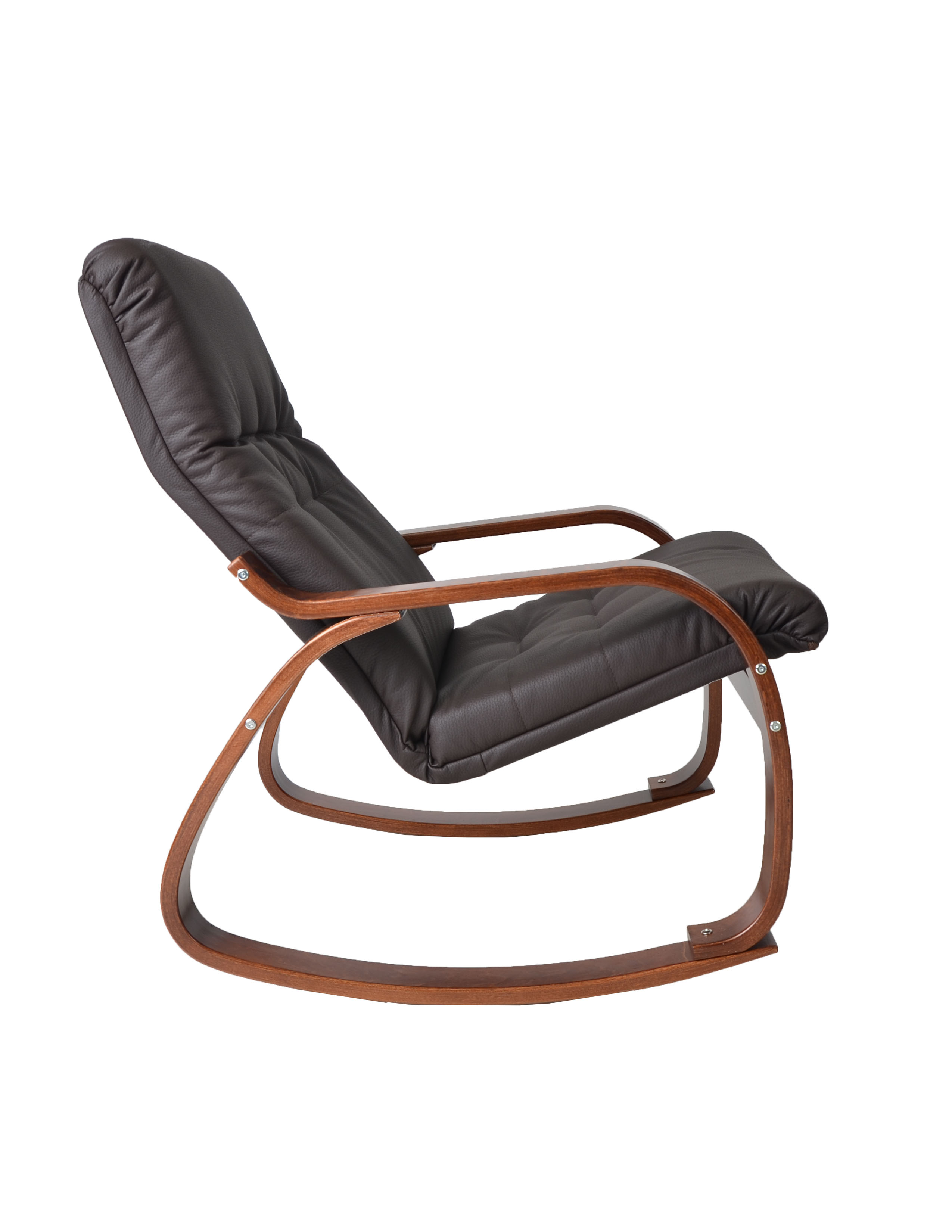 кресло-качалка Сайма Экокожа шоколад каркас Вишня