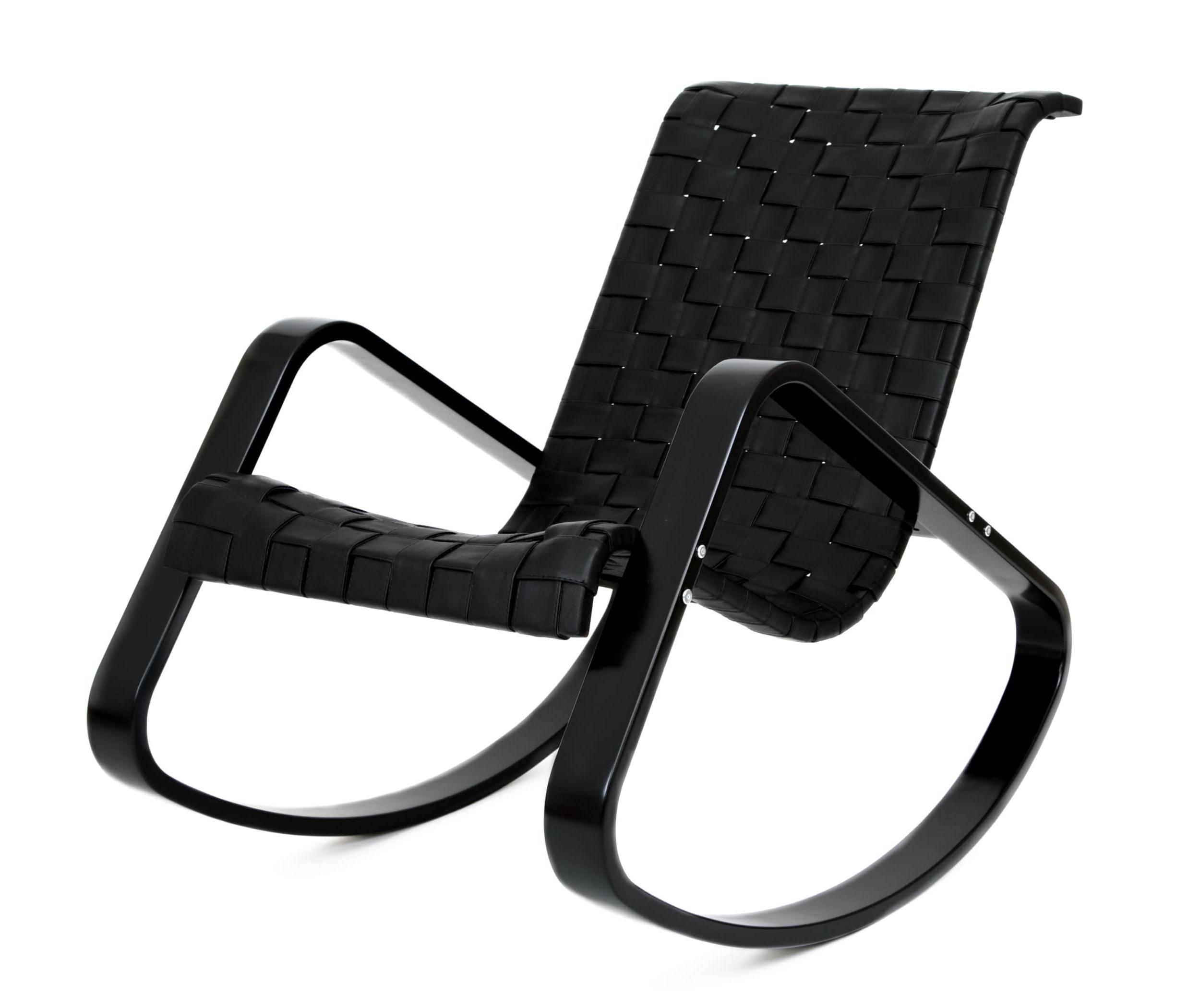 кресло-качалка Дженни Экокожа черный каркас Венге структура