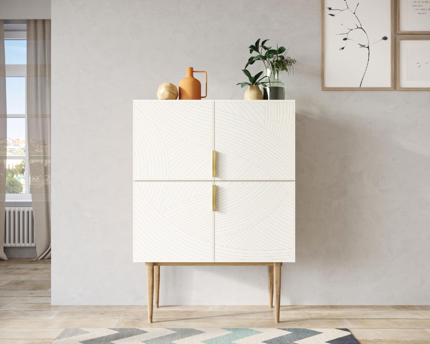 Малый комод с четырьмя дверками на высоких ножках "Line" LN13/GR1