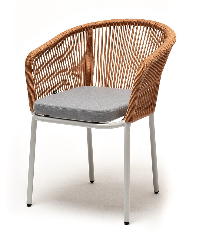 "Аркобалено" обеденная группа на 4 персоны со стульями "Марцелло", каркас белый, роуп цветной