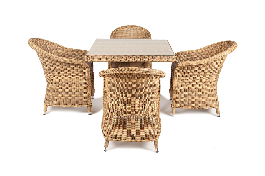 "Франческо" обеденная группа из искусственного ротанга, цвет соломенный