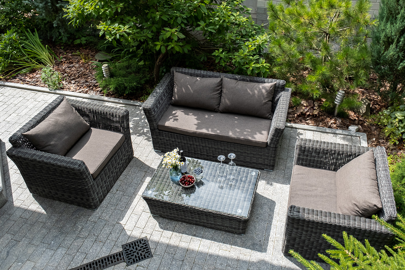 "Капуто" диван из искусственного ротанга двухместный, цвет графит