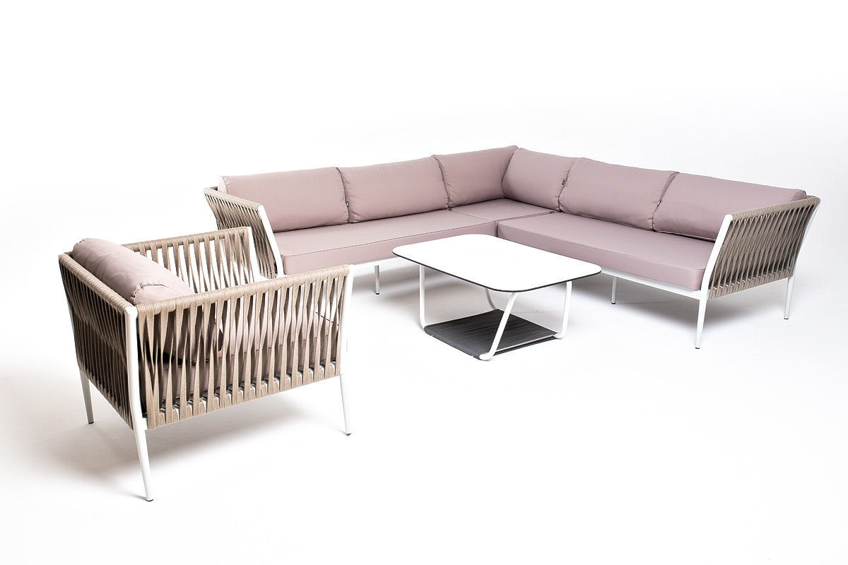 "Калабрия" модульная лаунж-зона из роупа (веревки), каркас из алюминия