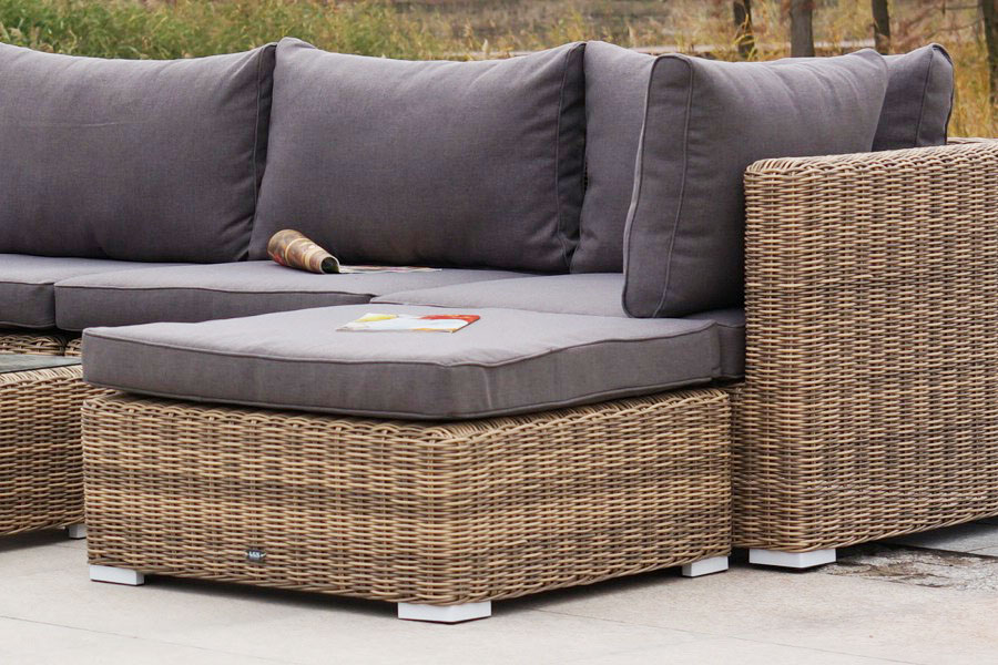 "Лунджи" плетеная оттоманка с подушкой, цвет соломенный