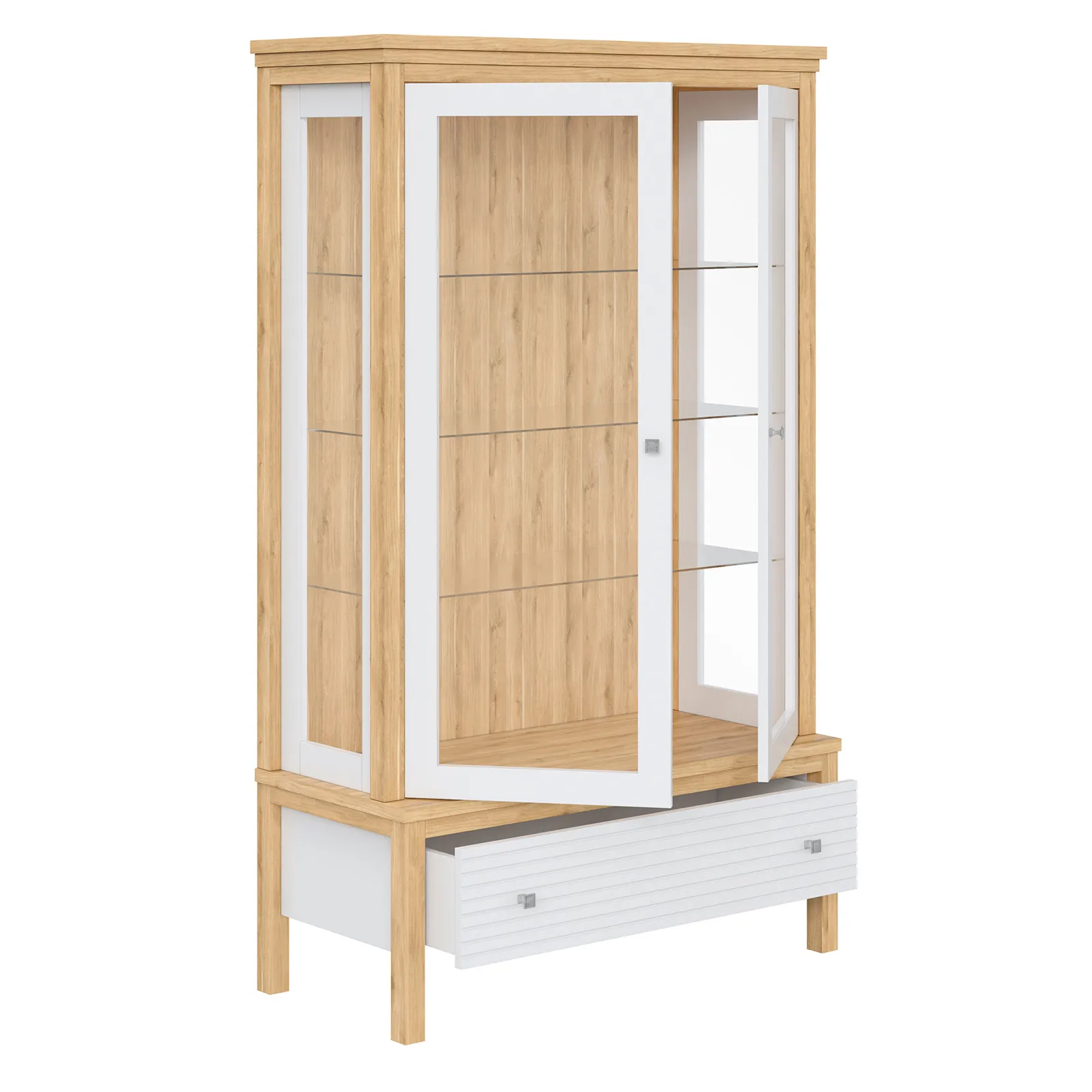 Шкаф для посуды белый Вояж-21-170-Р/Я (Белый лак + антик №24)